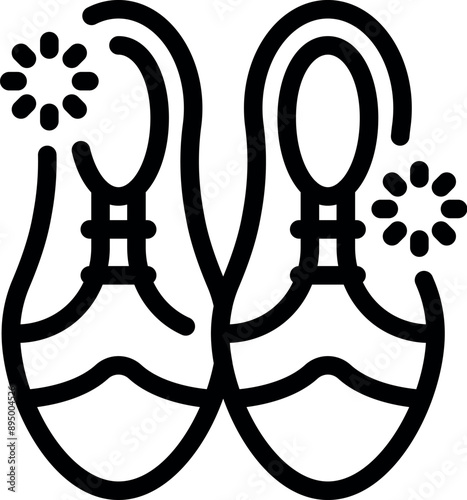 Line icon representing a pair of clean leather shoes with sparkles, evoking the concept of shoe shining service