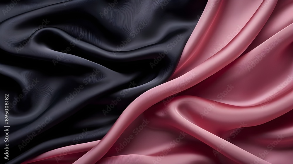 Obraz premium Abstract Draped Fabric Background in Pink and Black.