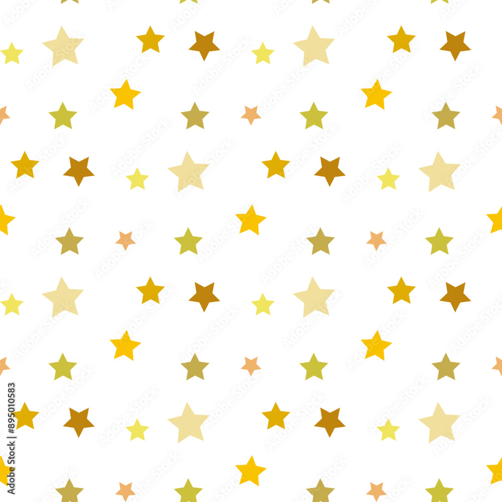 Seamless pattern with light and dark yellow stars on white backgound. Vector image. Seamless pattern with light and dark yellow stars on white backgound. Vector image.