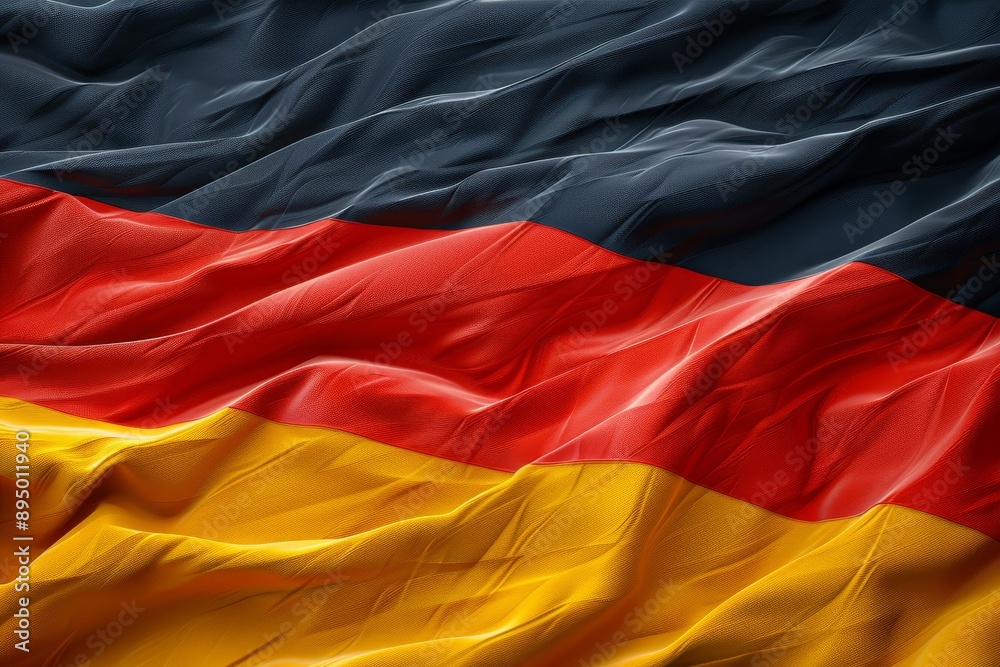 Naklejka premium Authentic German Flag Waving Digitally - Vibrant Colors and Detailed Textures in Realistic Composition