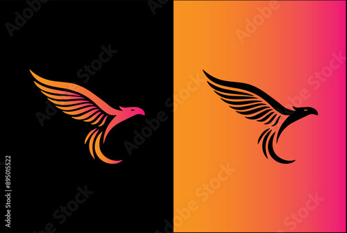 phoenix logo with black and orange background, great and strong bird.	
