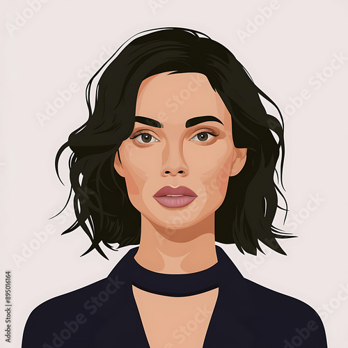 Beautiful young women face illustraion art photo