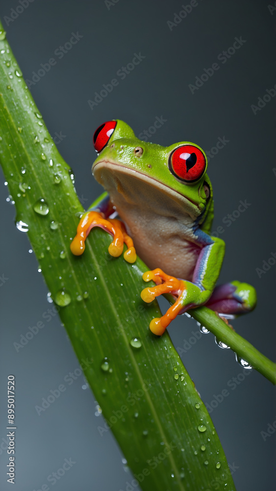 Obraz premium red eyed tree frog on leaf