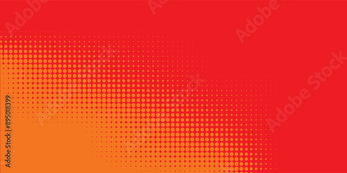 Dots halftone orange color pattern gradient texture with technology digital background. Dots pop art comics with summer background.