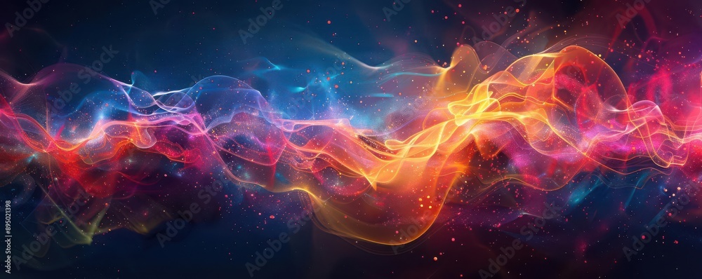 Digital art inspired, quantum mechanics, abstract interpretation of quantum phenomena