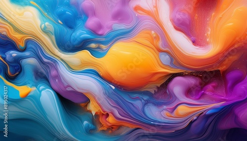Wallpaper Mural Abstract Fluid Art- A mesmerizing abstract image created with fluid art techniques Torontodigital.ca
