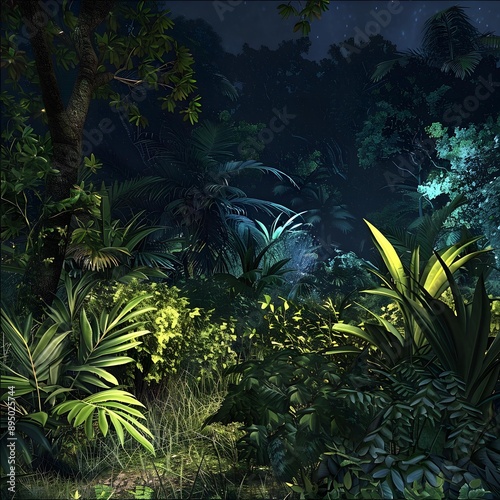Tropical Rainforest Night Sky © Adobe Contributor