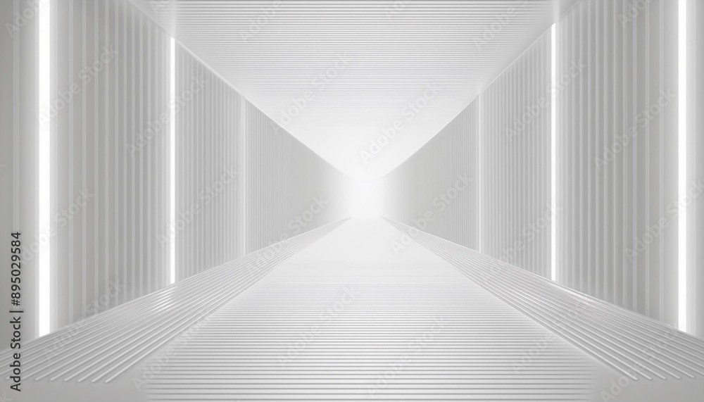 Weißer Hintergrund, 3D-Raum mit Licht, abstrakter Raum, Technologietunnel, Bühnenboden. Leerer weißer futuristischer 3D-Neon-Hintergrund, Studio, futuristischer Korridor, modernes Interieur, silbern Weißer Hintergrund, 3D-Raum mit Licht, abstrakter Raum, Technologietunnel, Bühnenboden. Leerer weißer futuristischer 3D-Neon-Hintergrund, Studio, futuristischer Korridor, modernes Interieur, silbern