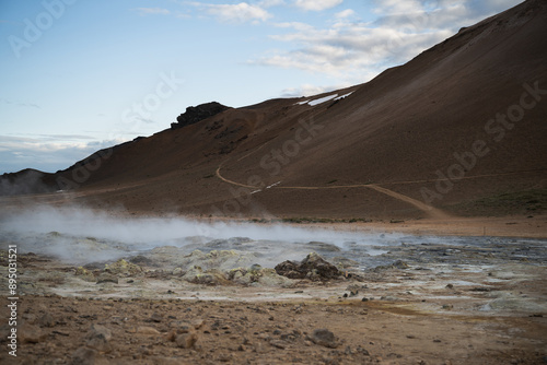 Breathtaking boiling mudpots in Myvatn Geothermal Area photo