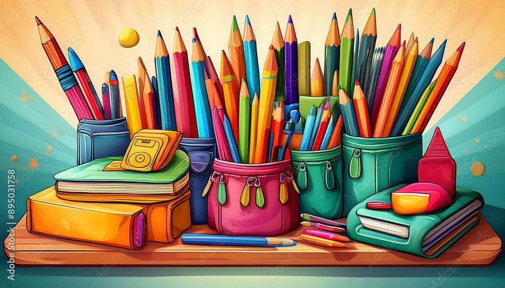 Obraz premium Colorful colored pencil and crayon sketch webtoon