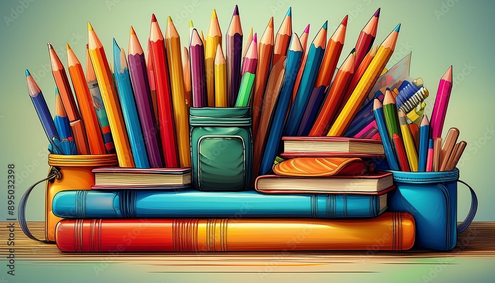 Obraz premium Colorful colored pencil and crayon sketch webtoon