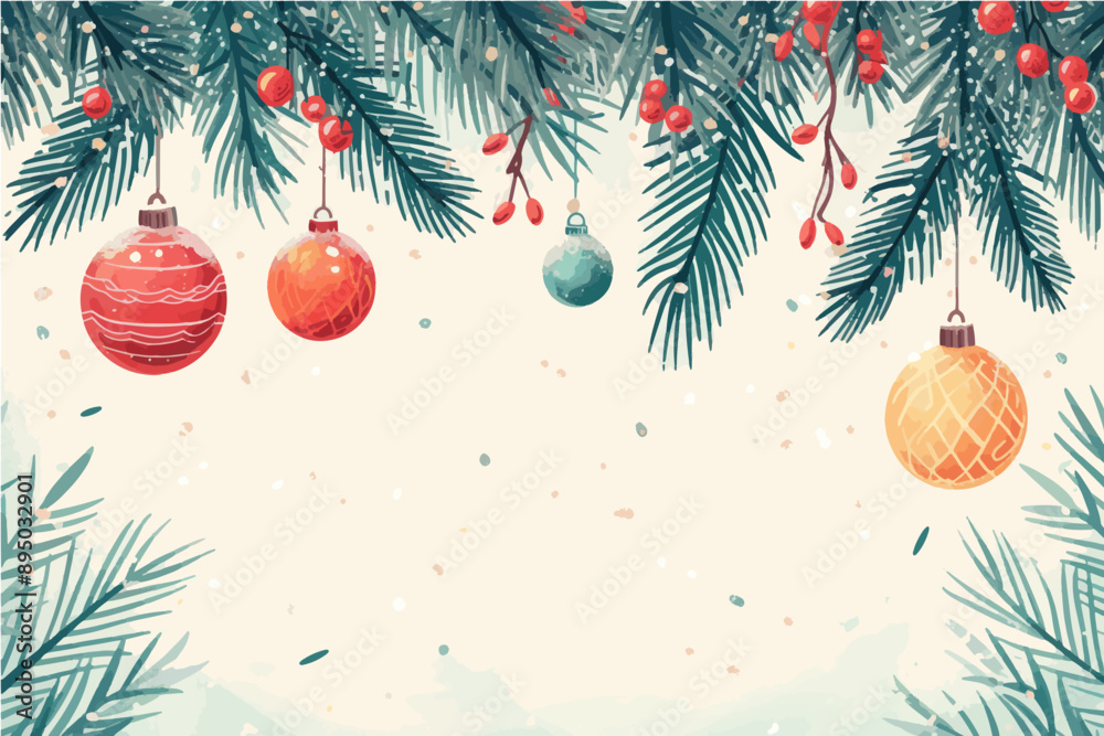 christmas background with fir tree branches and balls christmas background with fir tree branches and balls