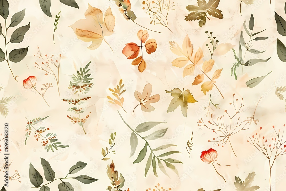 Watercolor Botanical Pattern Watercolor Botanical Pattern
