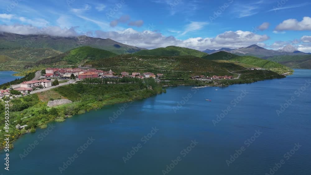 Riano northern Spain province of León ,drone,aerial Riano northern Spain province of León ,drone,aerial