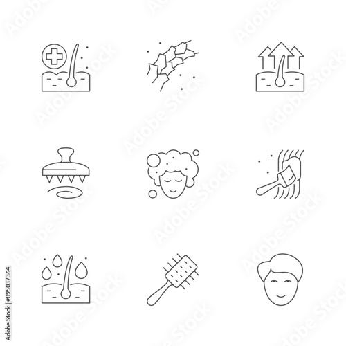 Set line icons of hair care