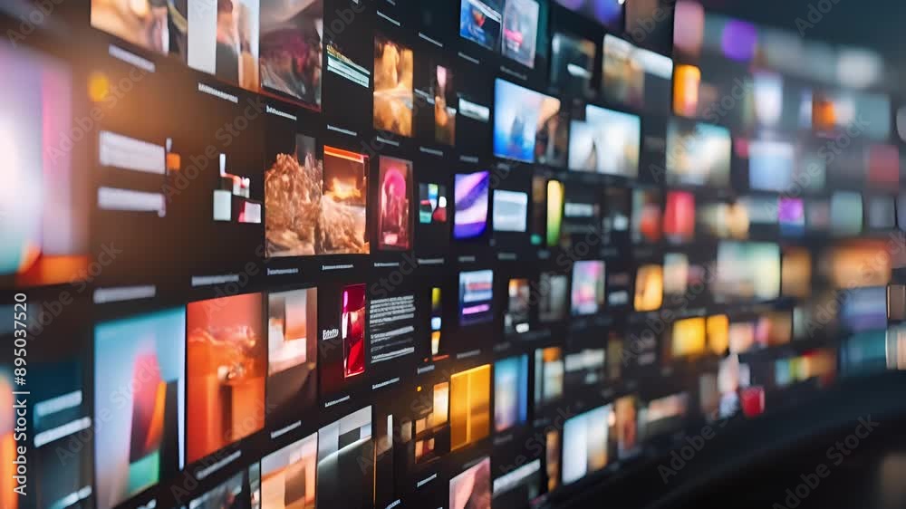 Abstract video background with digital shapes, futuristic elements and patterns. Concept of future technologies and artificial intelligence.