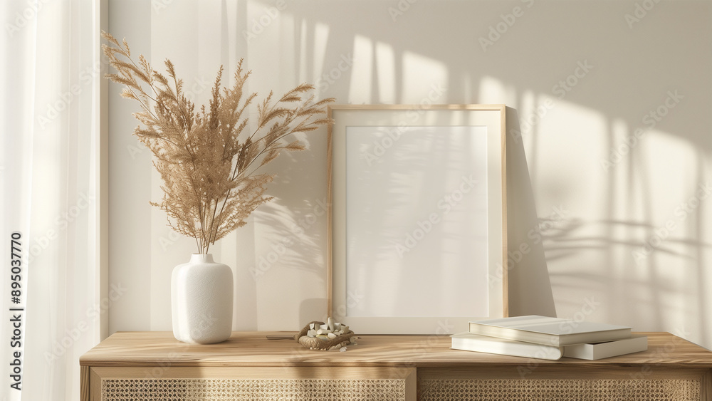 Boho Interior with A4 Frame and Rattan Elements Boho Interior with A4 Frame and Rattan Elements