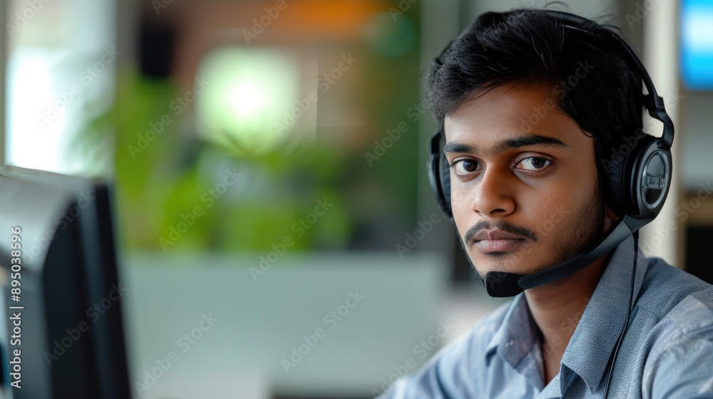 Professional Indian Helpdesk Agent at Work Professional Indian Helpdesk Agent at Work