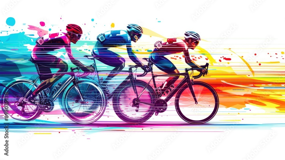 Fototapeta premium Dynamic Abstract Cycling Race in Vibrant Colors