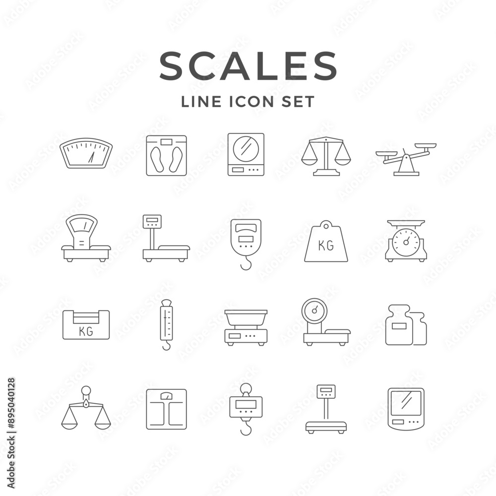 Set line icons of scales Set line icons of scales