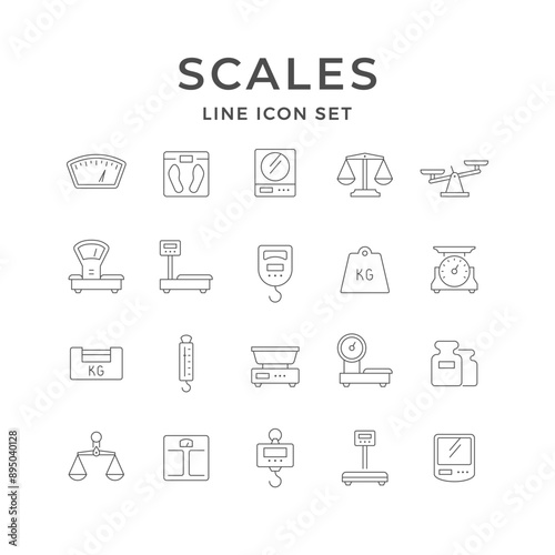Set line icons of scales