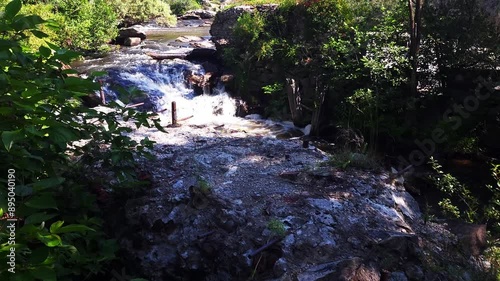 Remnants of old woolen mill along Royal River in Yarmouth, Maine photo