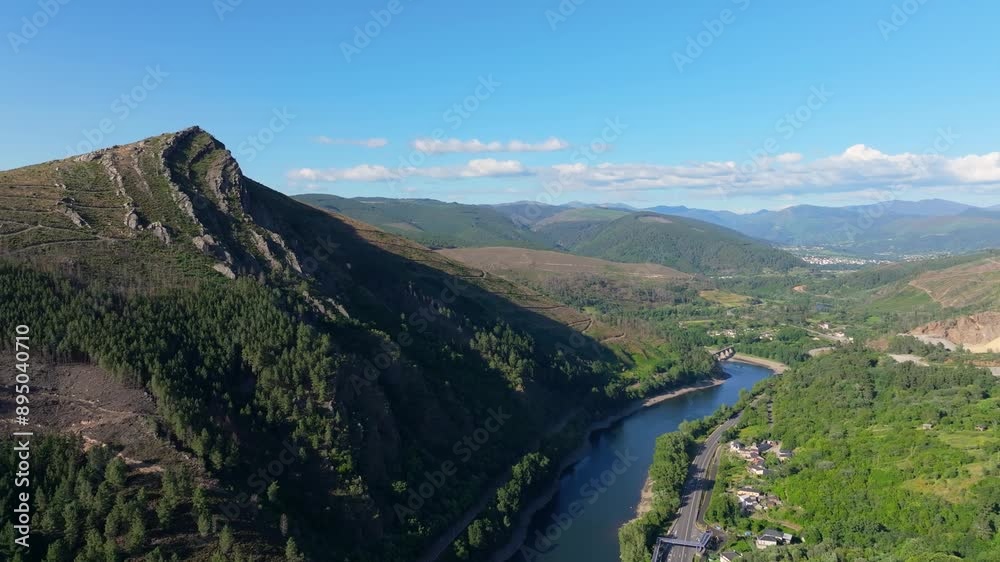 Scenic River And Mountains - Aerial Drone Shot
