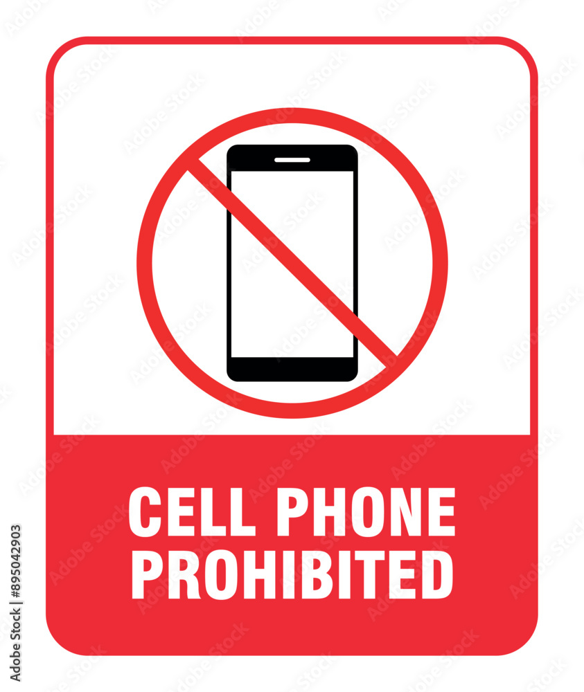 Cell Phone Prohibited Sign Isolated on White Background Cell Phone Prohibited Sign Isolated on White Background