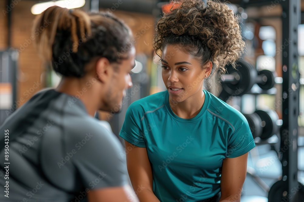 Obraz premium Professional Fitness Trainer Leading Workout Session with Expertise and Motivation