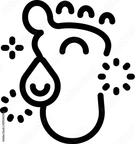 Outline icon of a foot experiencing itching and discomfort due to athlete's foot
