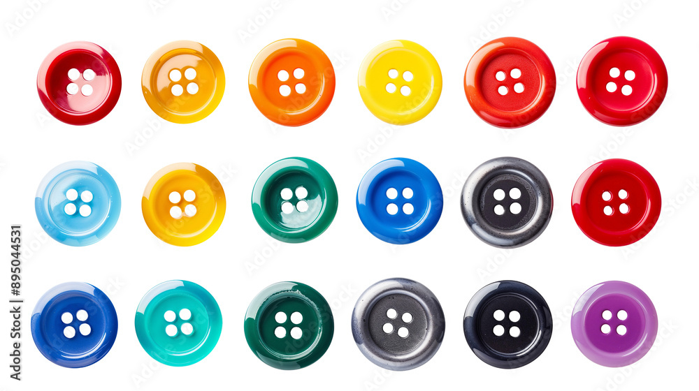 Colorful Buttons Collection: A vibrant array of 18 buttons in various colors, perfect for crafting, sewing, or design projects. Each button features a classic four-hole design, adding a touch of charm Colorful Buttons Collection: A vibrant array of 18 buttons in various colors, perfect for crafting, sewing, or design projects. Each button features a classic four-hole design, adding a touch of charm