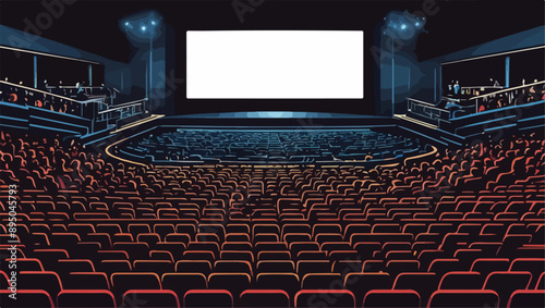 Empty Theater with Movie Screen Mockup