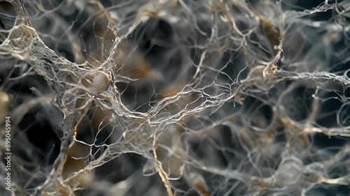 A collection of unmyelinated axons with only thin filaments covering their surface. photo