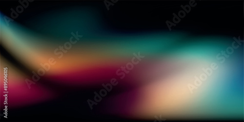 Vibrant orange teal white psychedelic grainy gradient color flow wave on black background, music cover dance party poster design