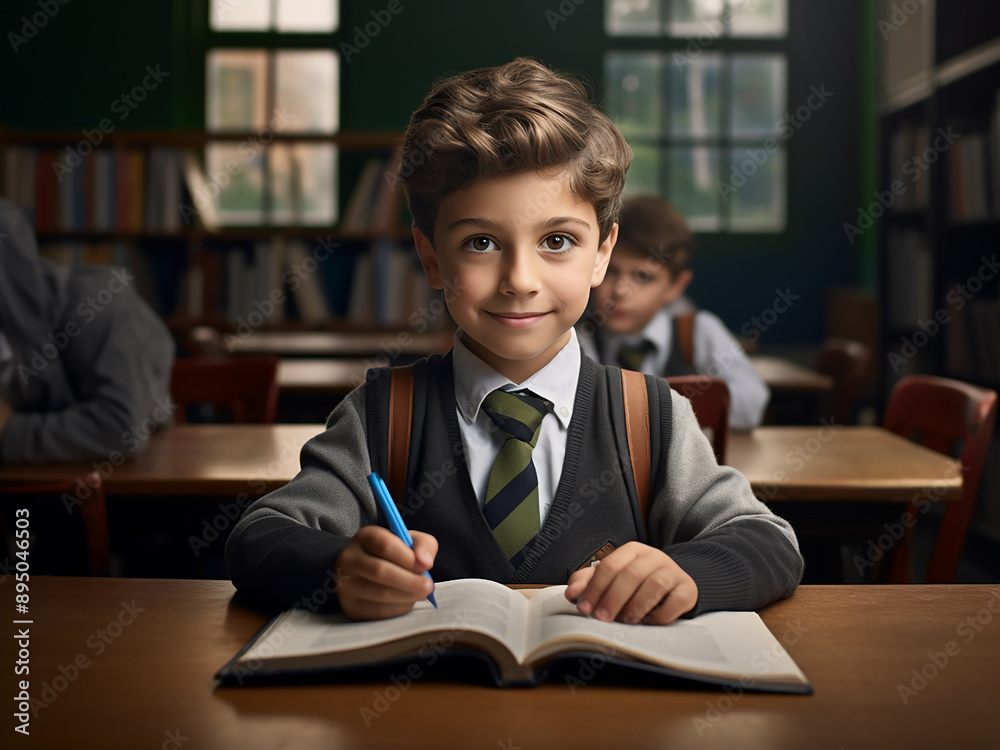 Image depicting elementary school children immersed in learning activities Image depicting elementary school children immersed in learning activities