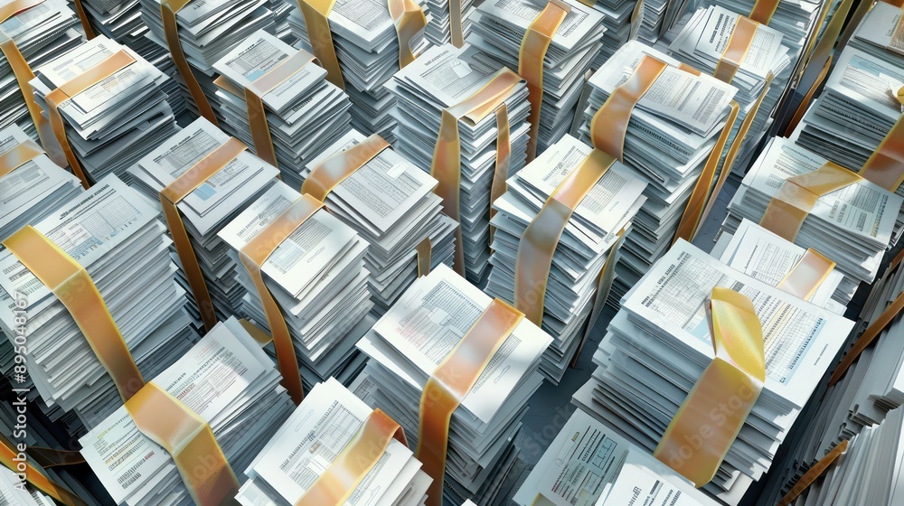 symbolic aerial view of a maze constructed from stacks of budget documents and folders, representing the complexity of financial planning symbolic aerial view of a maze constructed from stacks of budget documents and folders, representing the complexity of financial planning