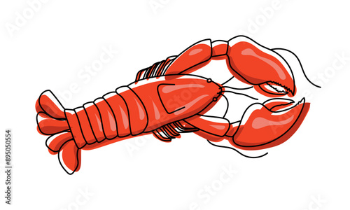 Lobster vector illustration. Lobster meal for delicatessen restaurant menu
