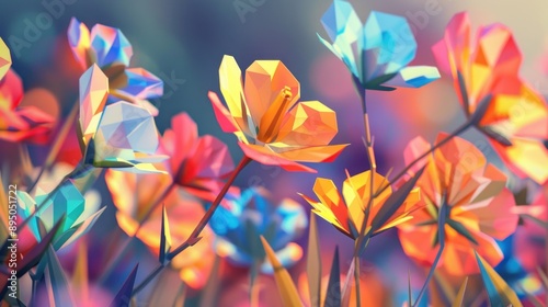 Vibrant Low Poly Flowers © ari