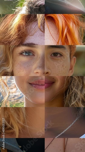 The Beauty of Change: Capturing Teenage Diversity in Fine Art Portraits - faces of teens morphing with mosaic effect vertical