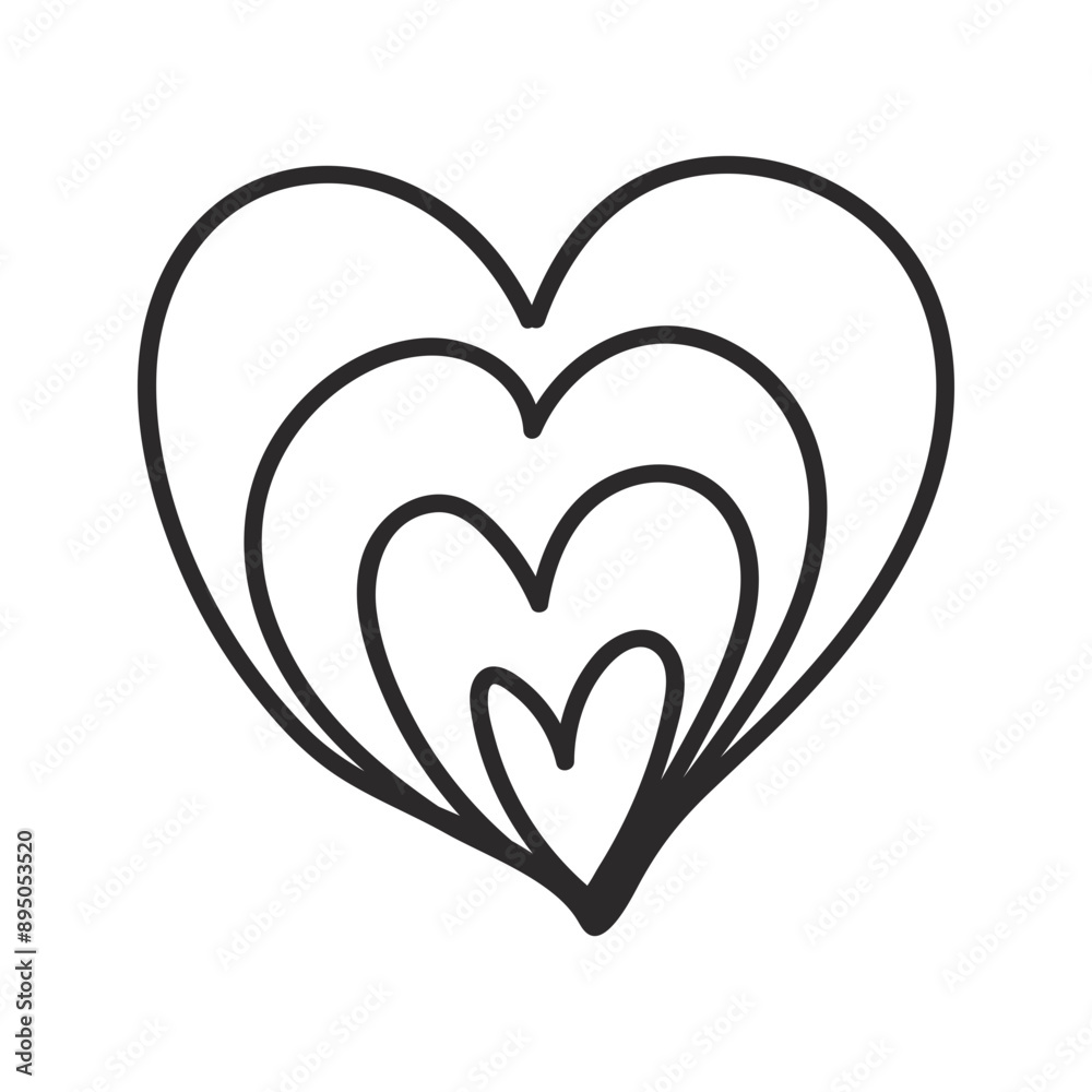 Hand drawn Heart icon. Heart doodle set, heart illustration border, love symbols collection Hand drawn Heart icon. Heart doodle set, heart illustration border, love symbols collection