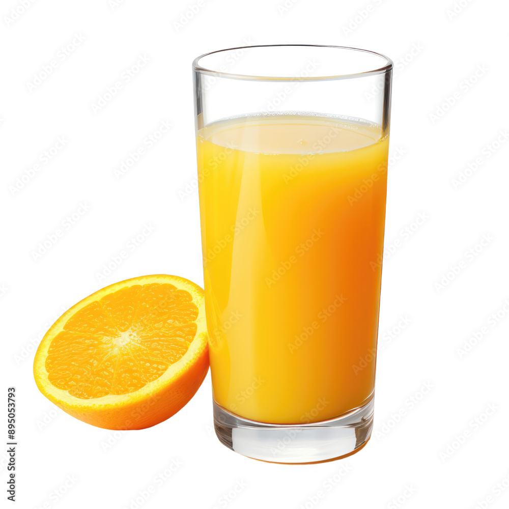 orange glass juice and a single one orange cut in half cut out background orange glass juice and a single one orange cut in half cut out background