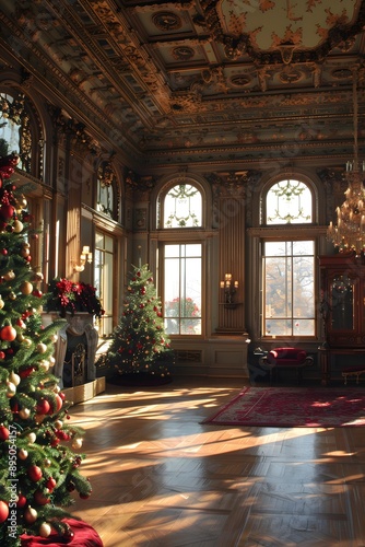 Wallpaper Mural ornate room with christmas trees Torontodigital.ca