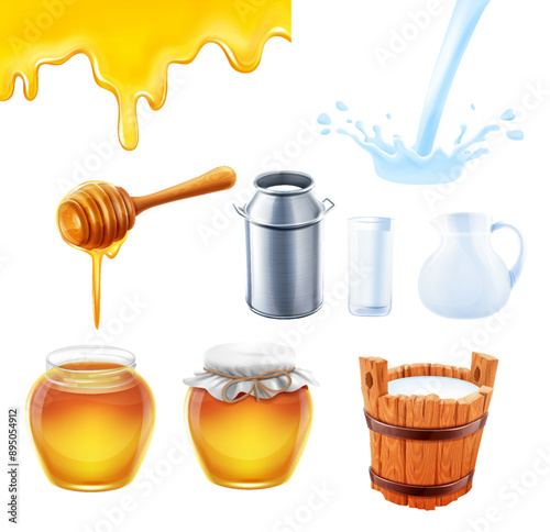 illustrations milk and honey for breakfast