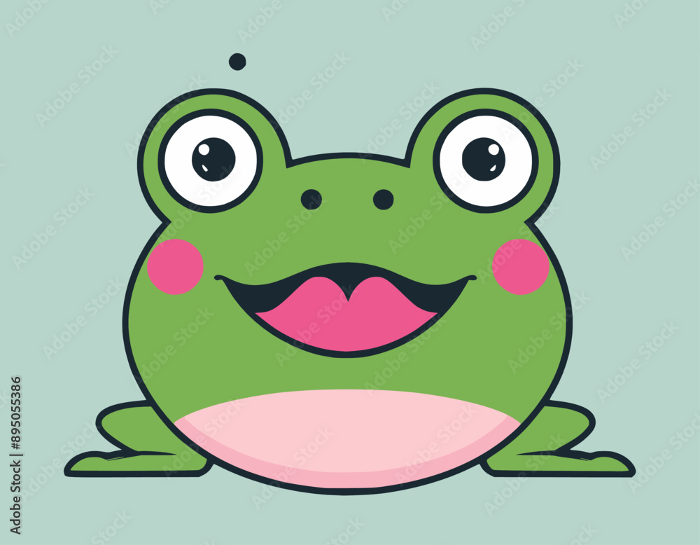 Obraz premium Cute Frog Vector Illustration - Cartoon Line Art Clipart Design 