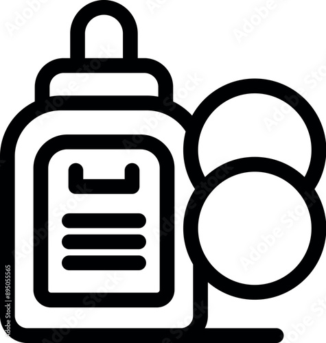 Icon of a bottle of contact lens solution with an open case