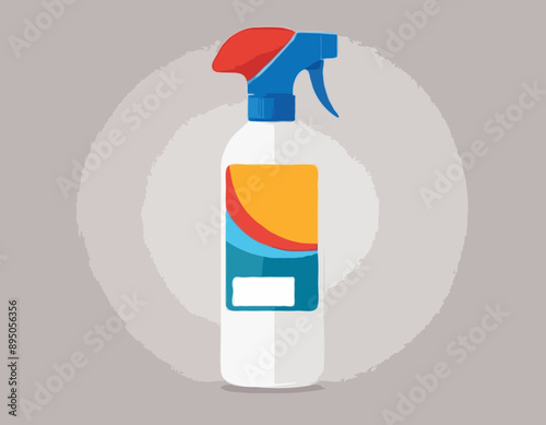 Empty spray bottle with plastic cap, blank label 