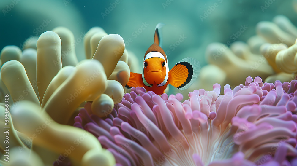 falso pez payaso (amphiprion ocellaris) refugiado en anémona falso pez payaso (amphiprion ocellaris) refugiado en anémona