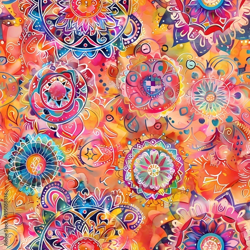 Vibrant Watercolor Mandala Pattern