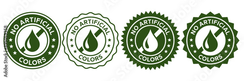 No artificial colors icons. No artificial added colors, logo, badge, icon, sticker, label, emblem, stamp, symbol, green, golden, flat vector, isolated illustration. 