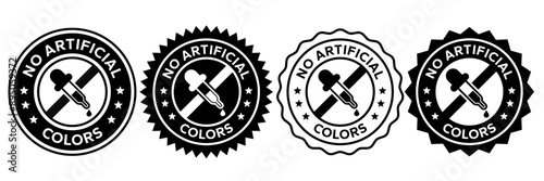No artificial colors icons. No artificial added colors, logo, badge, icon, sticker, label, emblem, stamp, symbol, green, golden, flat vector, isolated illustration. 